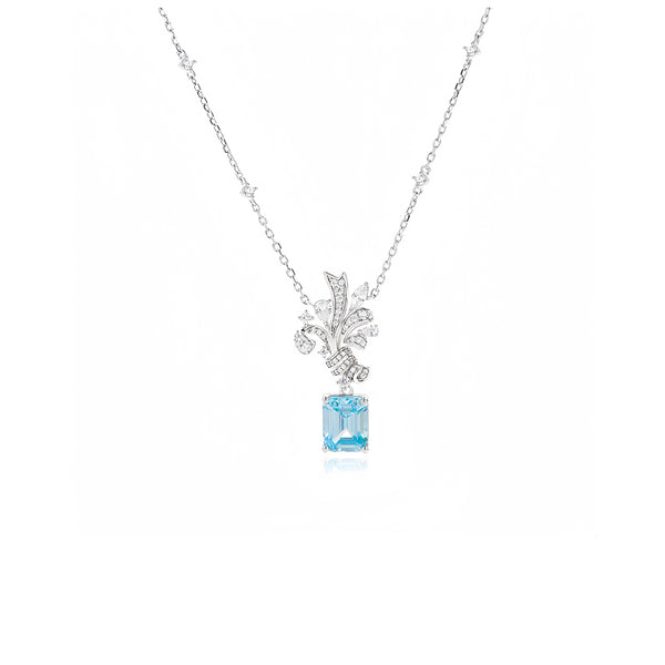 Aquamarine Zircon Drop Necklace