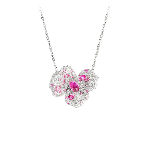 Lab Grown Pink Sapphire Iris Necklace