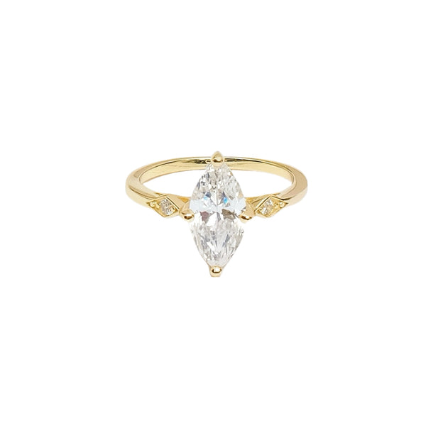 Marquise Cut Gold Ring 18K Gold Plated