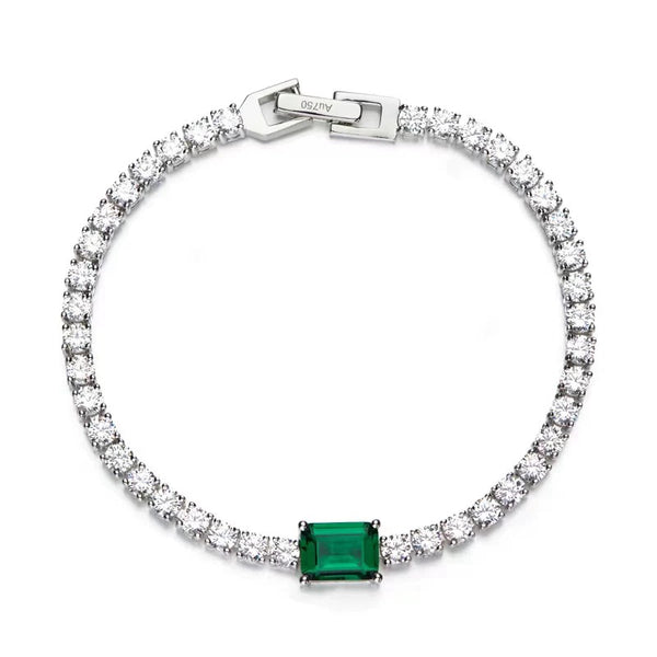 1ct Emerald Cut Tennis Bracelet 18K Gold Plated