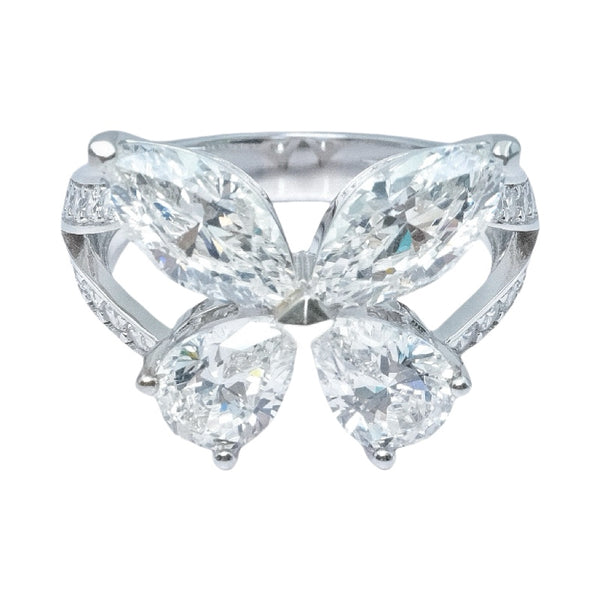 3.78 ct Marquise Cut Butterfly Ring 18K Gold Plated