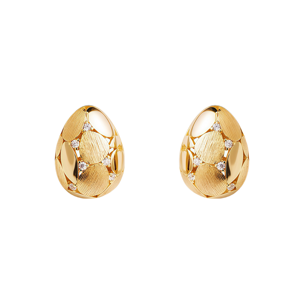 Firenze Collection Rigato Golden Egg Earrings Plated in 18K Gold