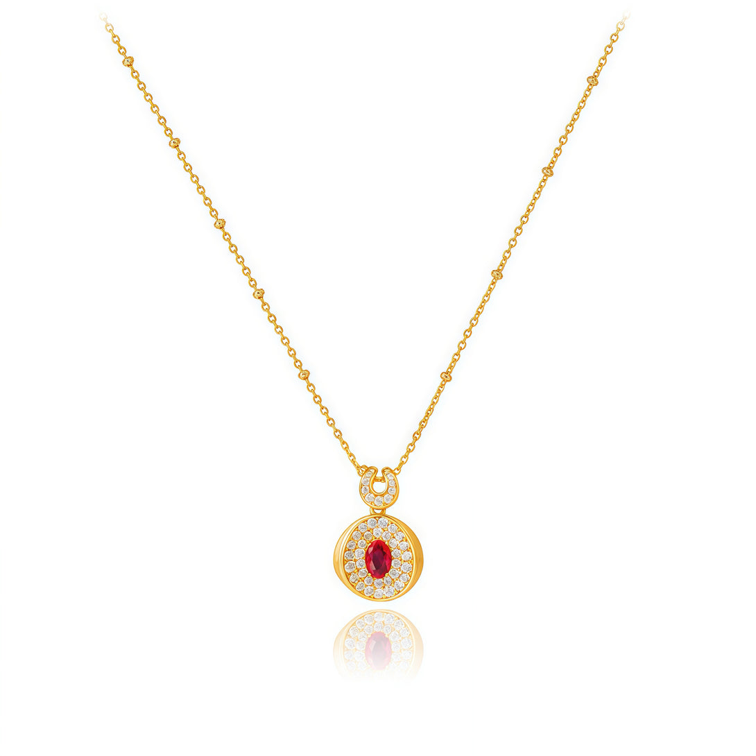 Firenze Collection Rigato Lab Grown Ruby Necklace Plated in 18K Gold