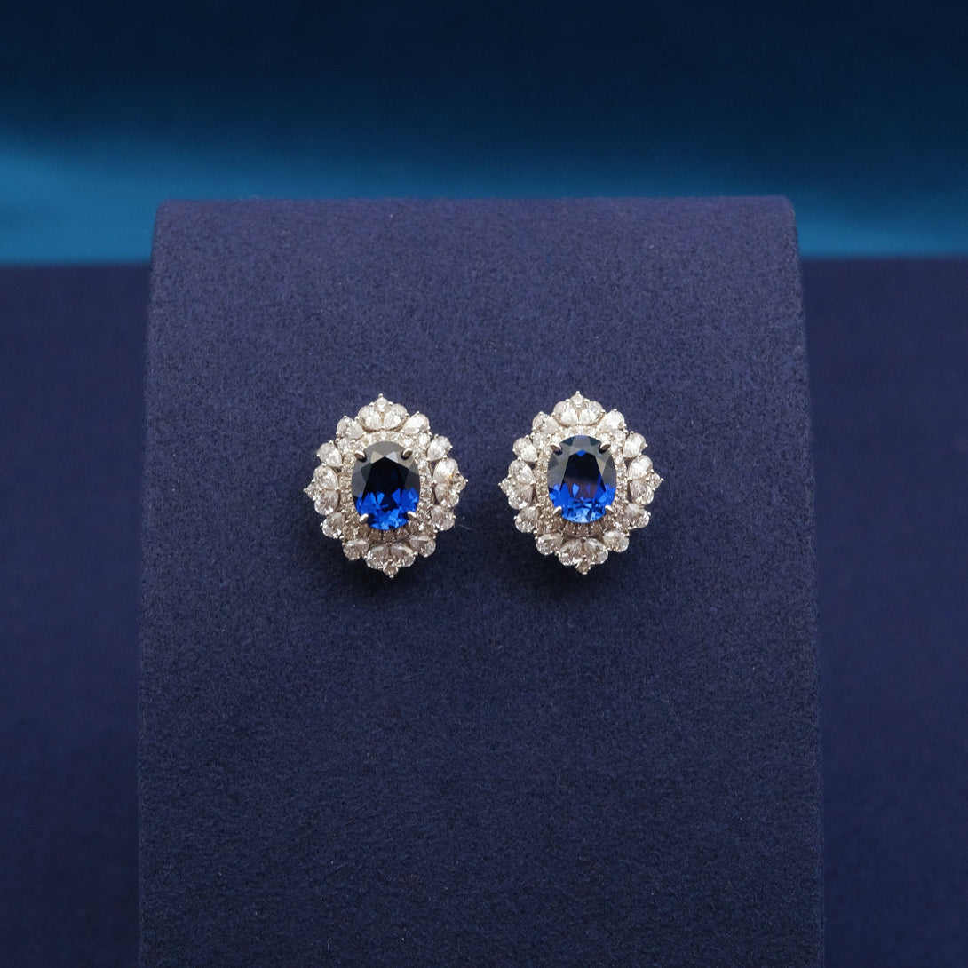 5 Carat Lab Grown Sapphire Stud Earrings