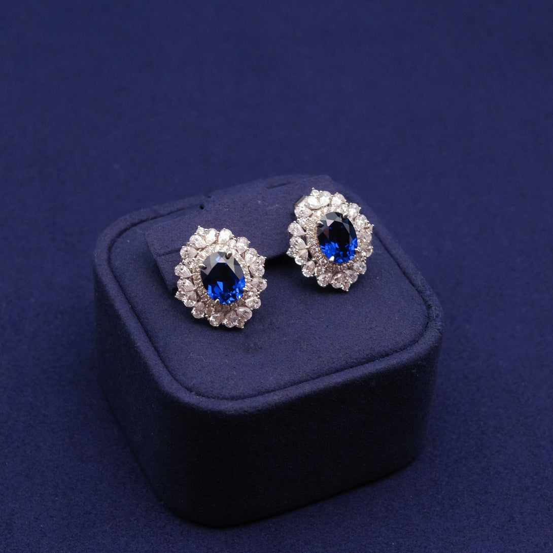 5 Carat Lab Grown Sapphire Stud Earrings