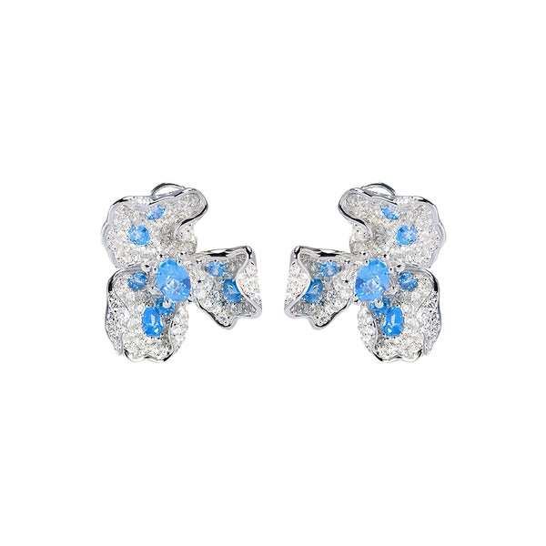 Lab Grown Blue Sapphire Iris Earrings