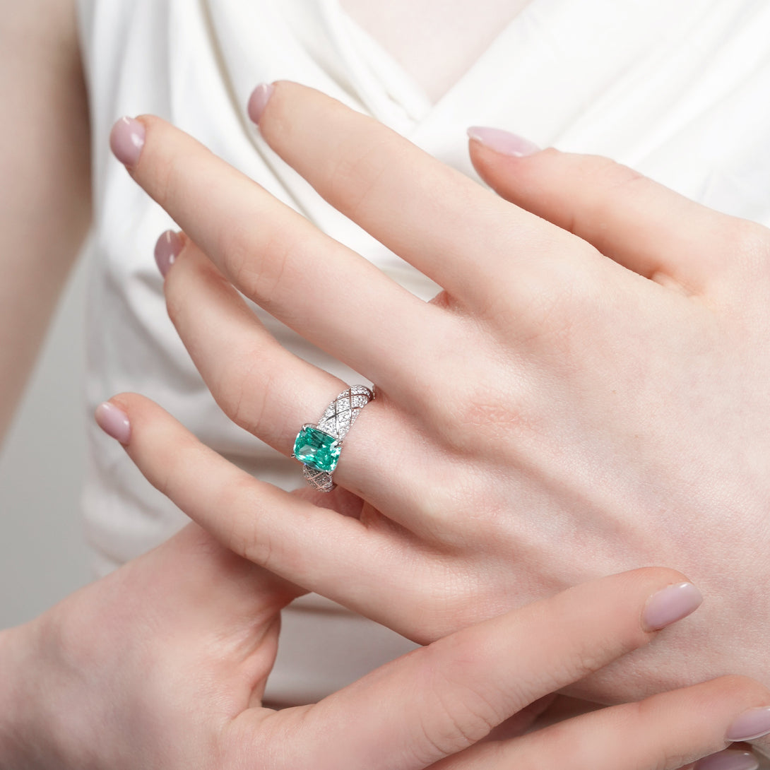 Cushion Cut Paraiba Cocktail ring S925 Silver ring Plated in 18k Gold