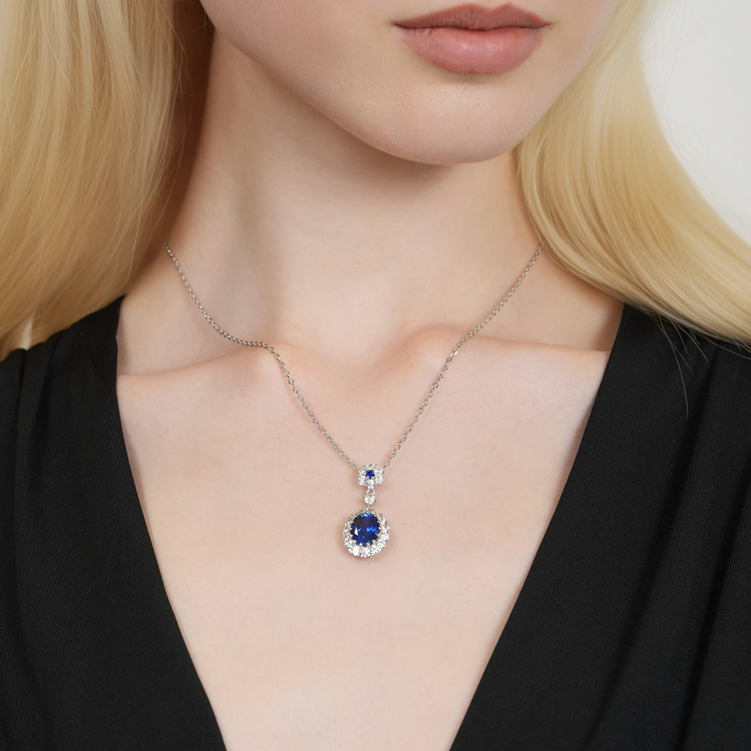 4 Carat Lab Grown Sapphire Necklace