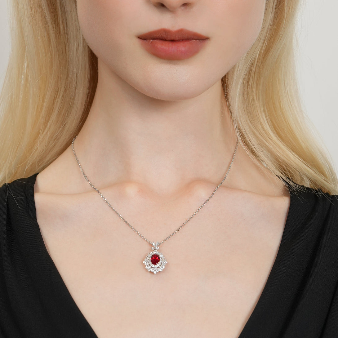 2 Carat Lab Grown Pigeon Blood Ruby Necklace