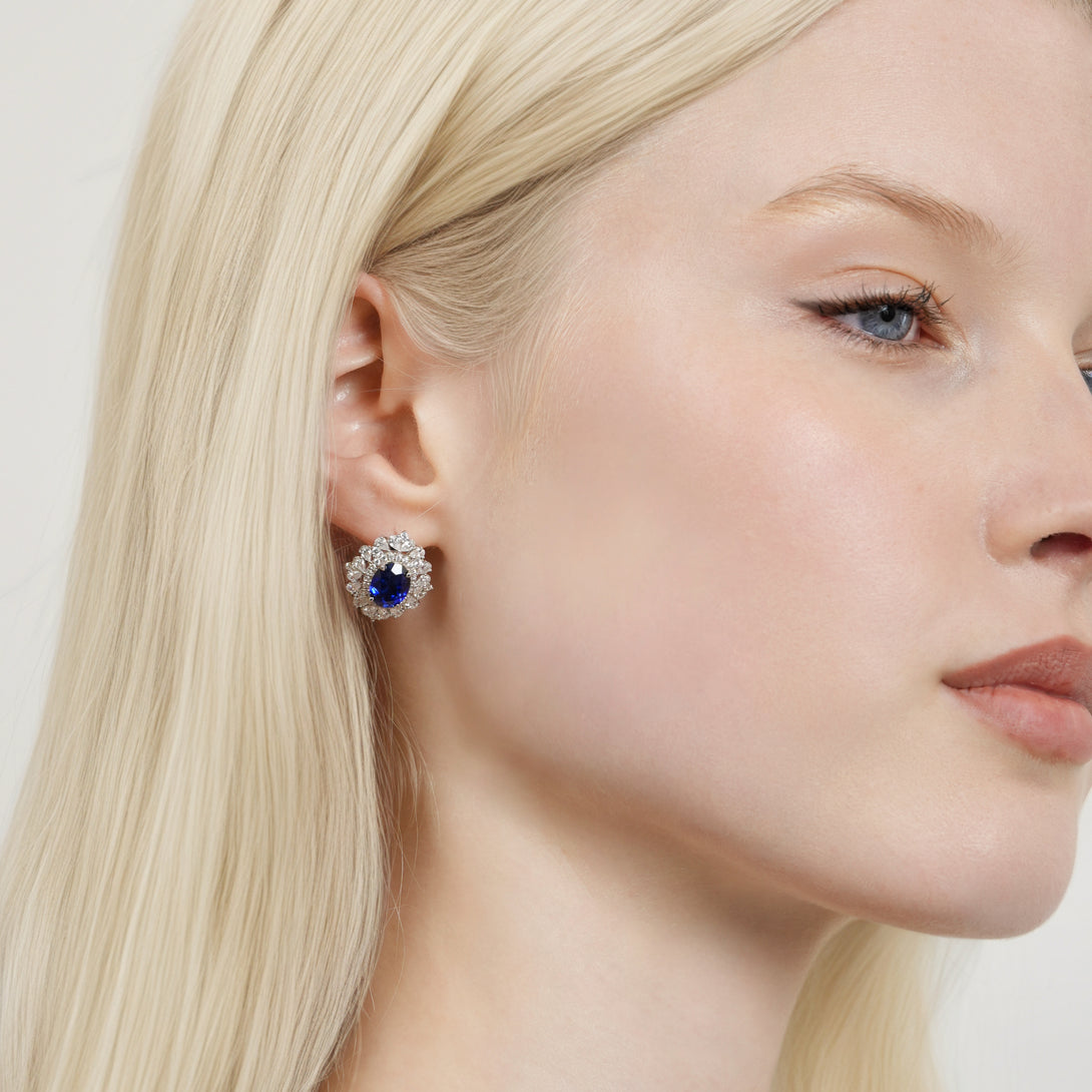 5 Carat Lab Grown Sapphire Stud Earrings