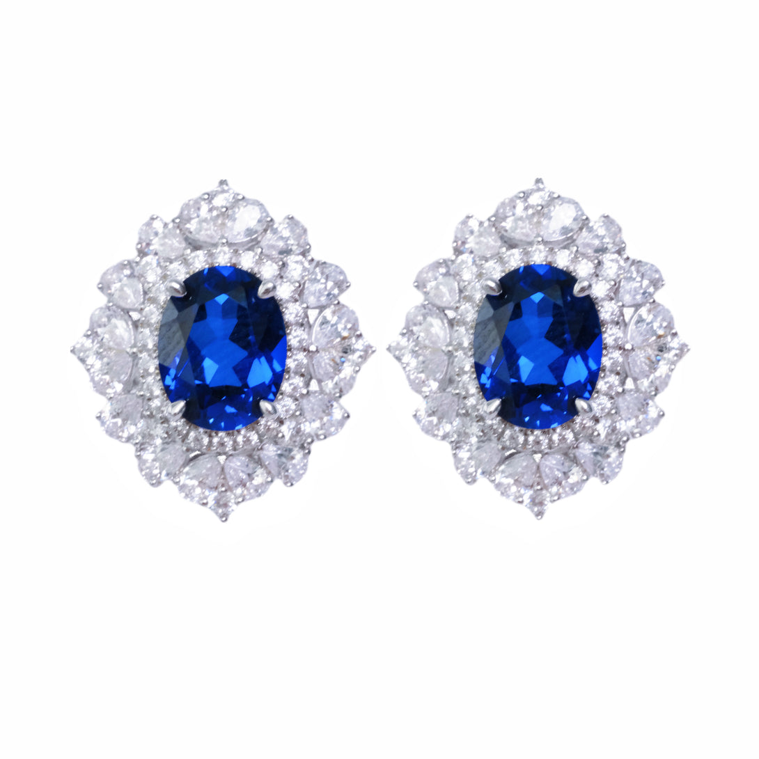 5 Carat Lab Grown Sapphire Stud Earrings