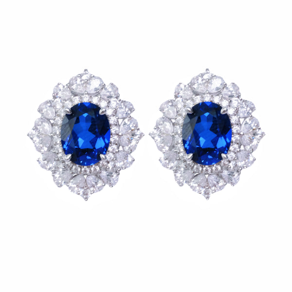 5 Carat Lab Grown Sapphire Stud Earrings