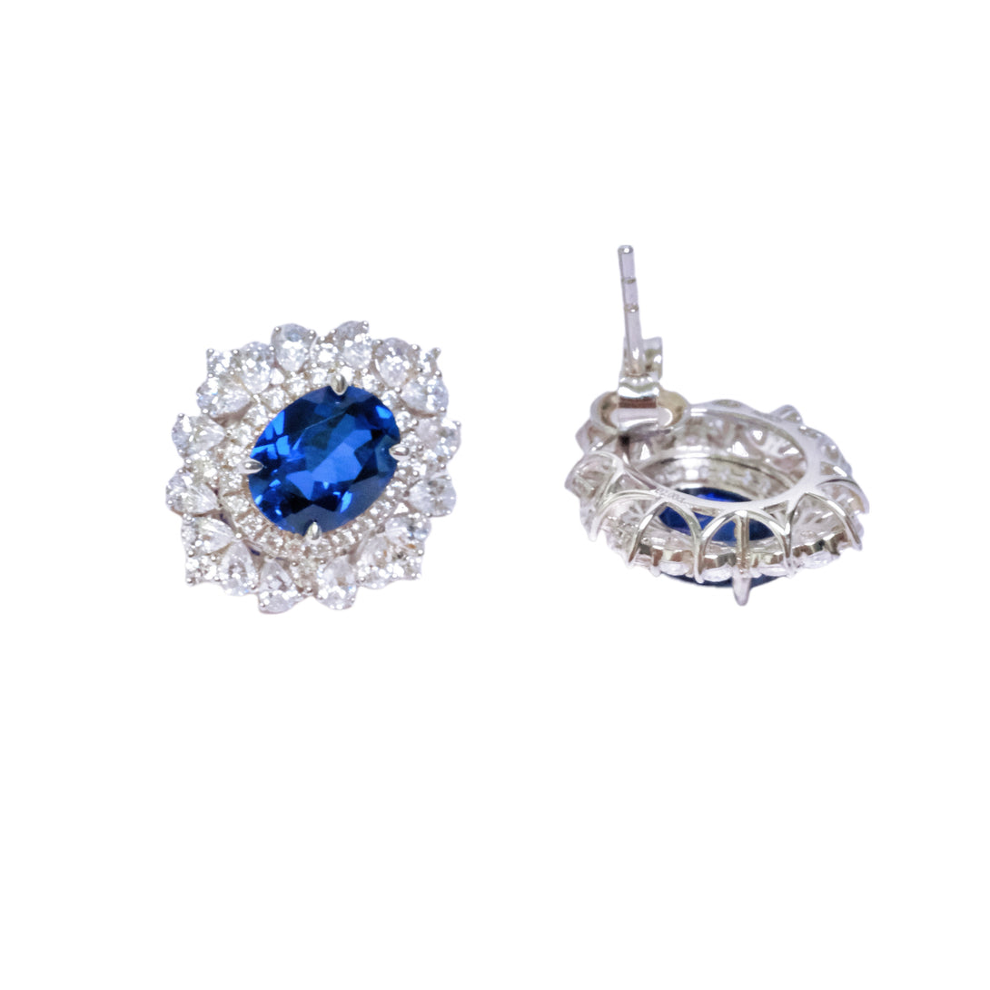 5 Carat Lab Grown Sapphire Stud Earrings